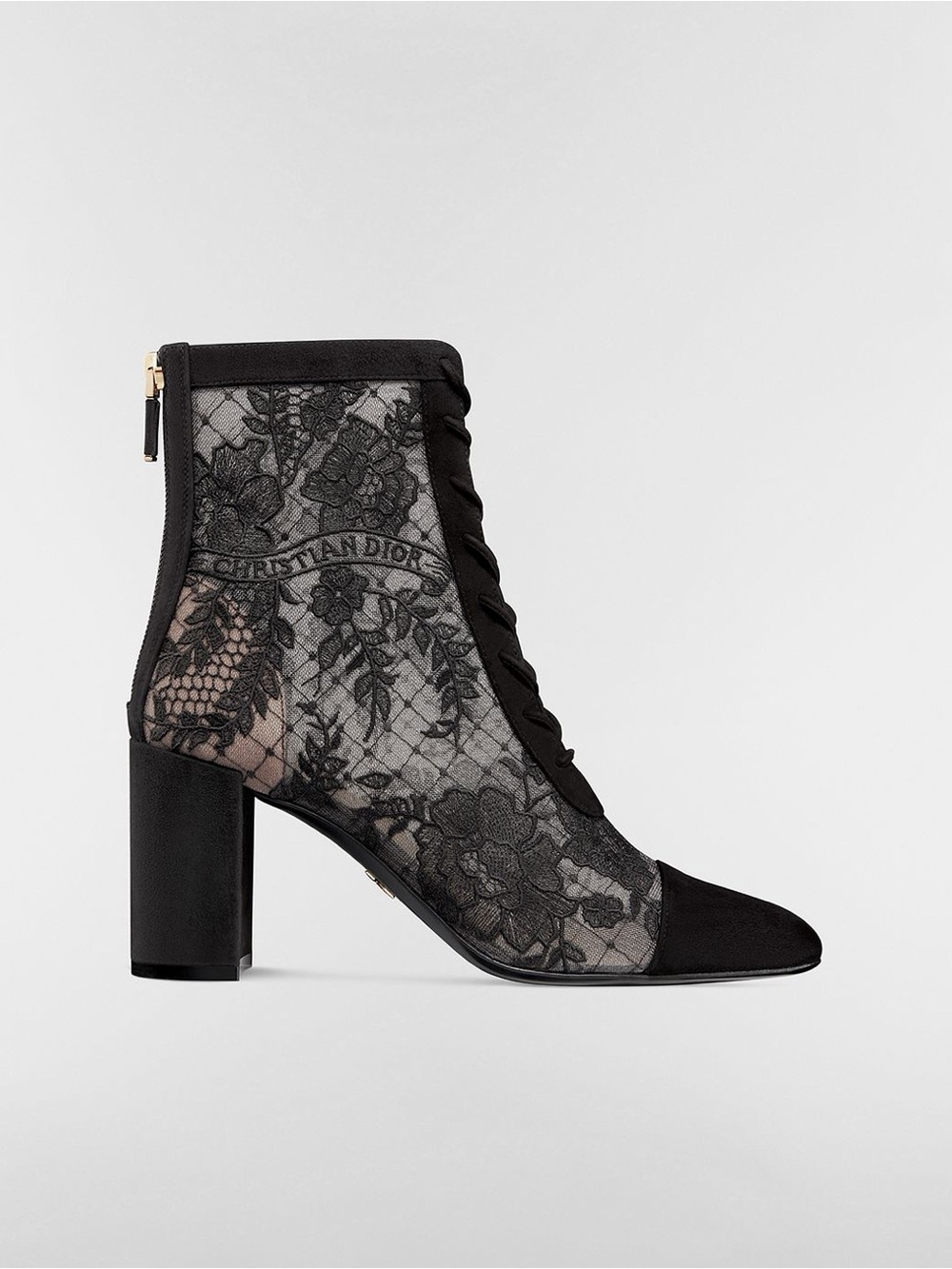 Dior Naughtily-D Heeled Ankle Boot
Transparent Mesh Black Dior Roses Embroidery